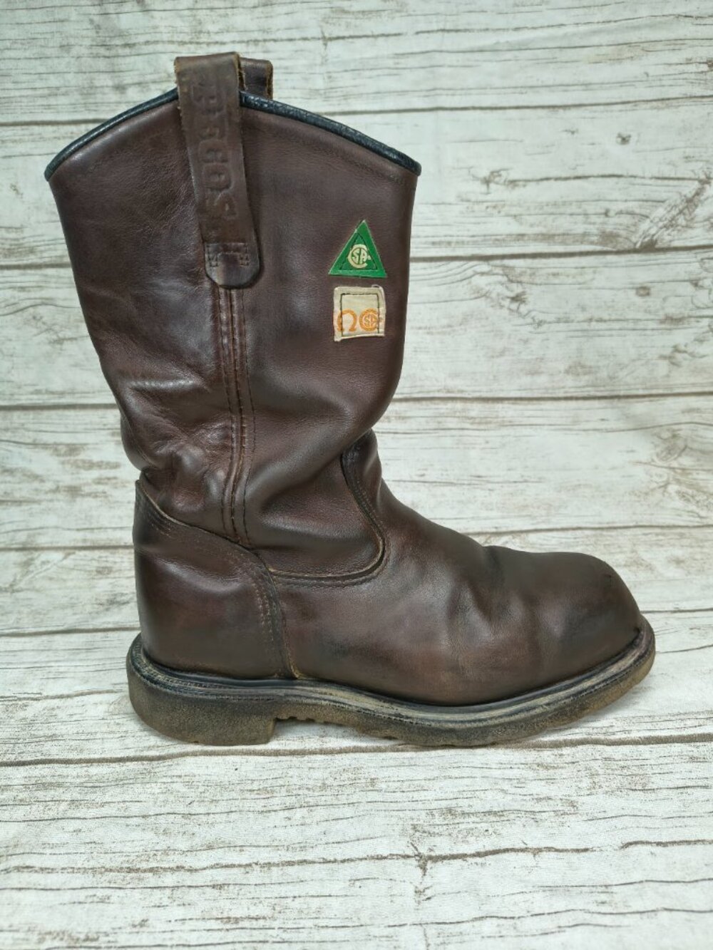 Red Wing Pecos Brown Leather Pull-On Tall Boots Cowboy Western Boots Men Size 8